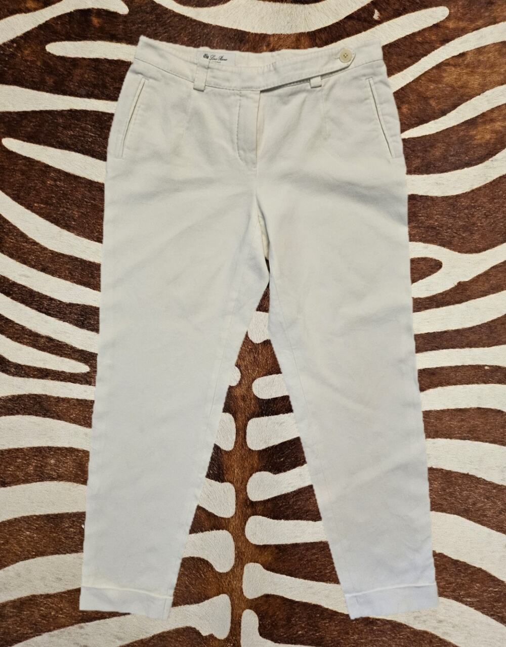 Loro Piana Cropped Trousers 40 W28 White capri 3/4 length Cotton Italy